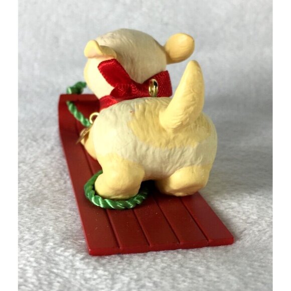 1993 Hallmark Keepsake Puppy Love Christmas Ornament #3 Golden Retriever on Sled - Picture 4 of 5